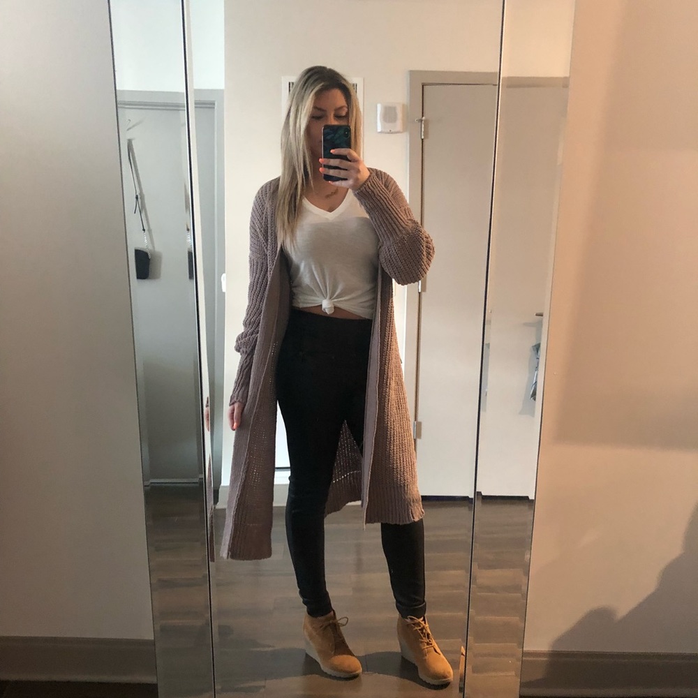 Long Taupe Cardigan
